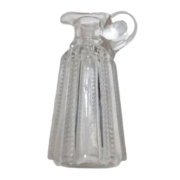 Vintage Clear Glass Panel Cut Striped Cruet with Handle and Stopper - Picture 6 of 6